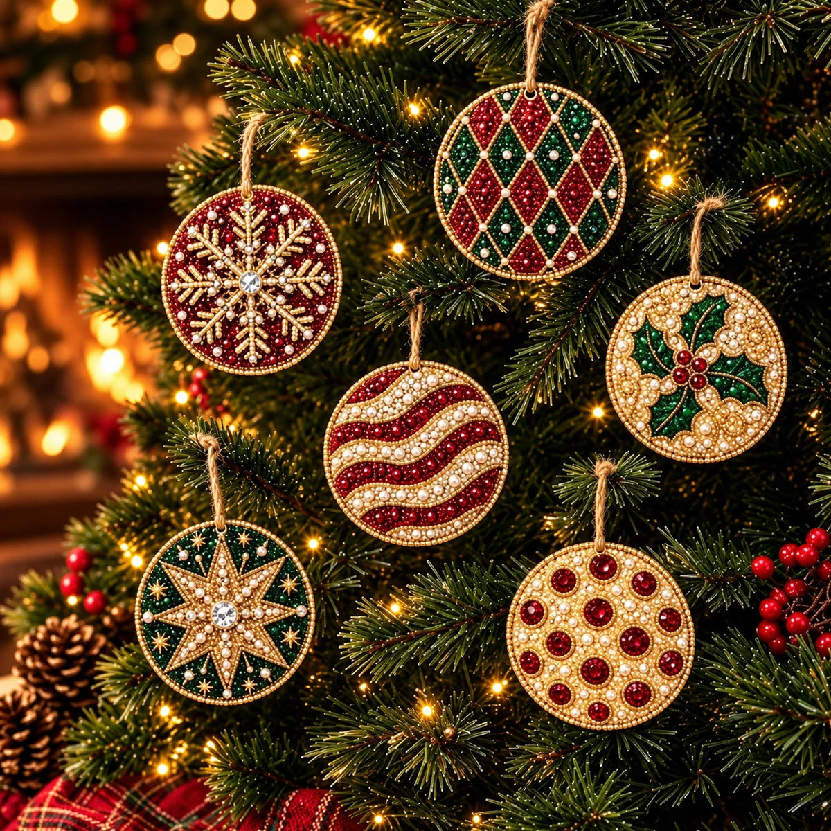 🎄Christmas Wooden Ornaments DIY Diamond Art Kit ✨🎁