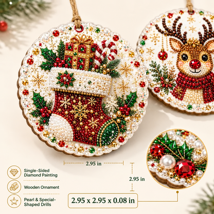 🎄Christmas Wooden Ornaments DIY Diamond Art Kit ✨🎁
