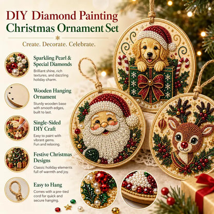 🎄Christmas Wooden Ornaments DIY Diamond Art Kit ✨🎁